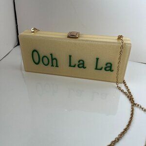 Kate Landry Shimmery Lucite Clutch/Purse Ooh La La